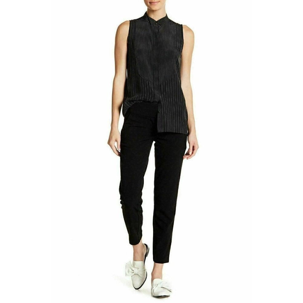 Leighton Juniors Black Rayon Wide Waist Work Wear Slim Skinny Pants Size 5